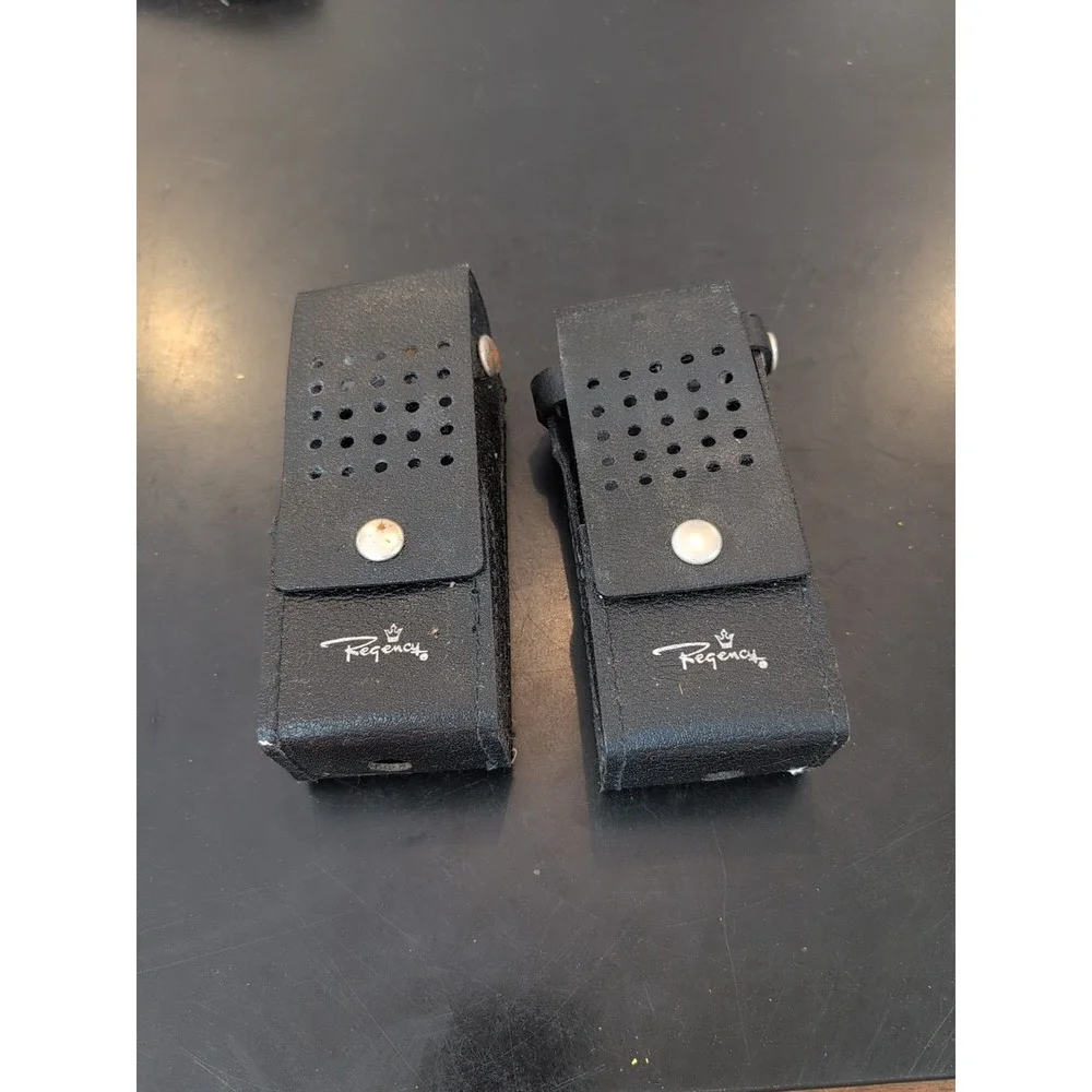 Lot Of 2 Vintage Regency Police Radio Holsters Black Leather Carry Com Chargers